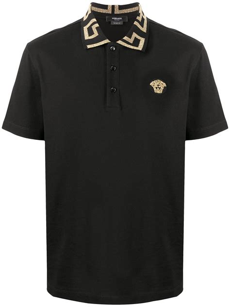 versace polo big face black|greca polo shirt Versace.